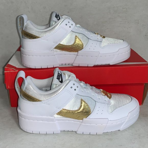 Nike Dunk Low Disrupt White Metallic Gold Size 7.5W - Picture 1 of 8